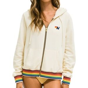 Aviator nation rainbow rib hoodie